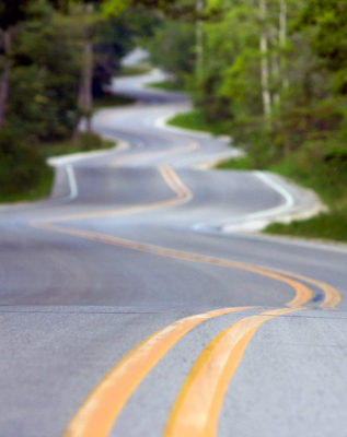 Winding two lane country road