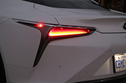 2018 Lexus LC 500h rear tailight evening