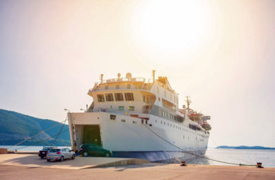 The ferry arrives in Sardinia